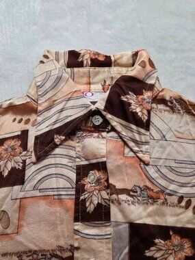 Vintage 70s western horse disco blouse Zio designs by Youngja pointy collar top